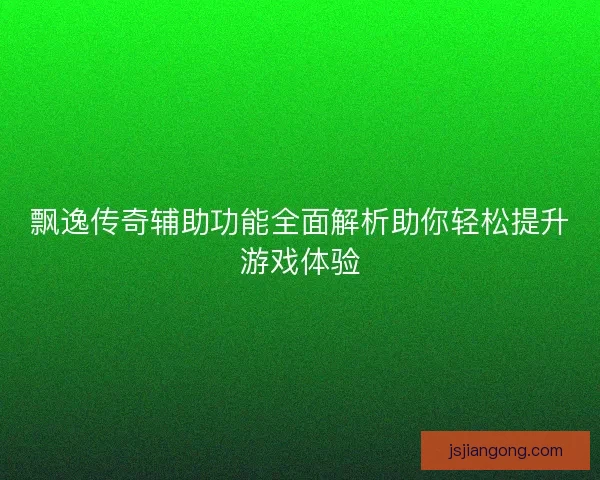 飘逸传奇辅助功能全面解析助你轻松提升游戏体验